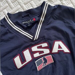 Vintage Team USA Hockey Olympics Windbreaker Jacket Youth Sport-Tek Pullover L